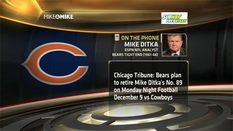 Chicago Bears plan to retire Mike Ditka's No. 89 jersey on December 9, 2013.