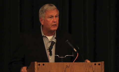 Photo shows Tommy John speaking on July 27, 2013 at the Baseball Hall of Fame honoring renowned surgeon Dr. Frank Jobe for his revolutionary elbow surgery and impact on the game.