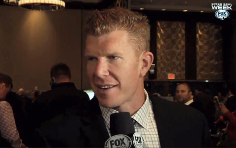 Photo shows Matt Birk speaking with Fox Sports/